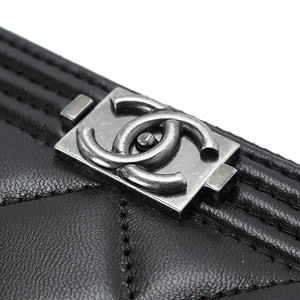 シャネル財布 ラウンドファスナー BOY CHANEL/ボーイシャネル キルティング マトラッセ レザー ブラック A80288 Y04639 NOIR