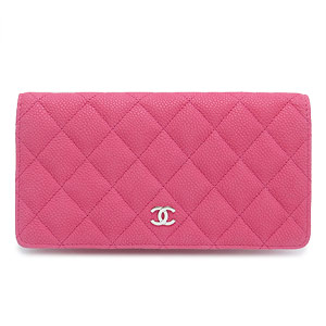 シャネル財布CHANEL 二つ折り ココマーク キルティング マットキャビアレザー ローズ A31509 Y07525 0A057