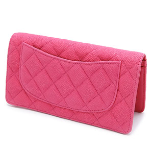 シャネル財布CHANEL 二つ折り ココマーク キルティング マットキャビアレザー ローズ A31509 Y07525 0A057