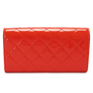 シャネル財布 CHANEL 二つ折りフラップ パテントレザー キルティング マトラッセ レッド A50096 PATE RDSV