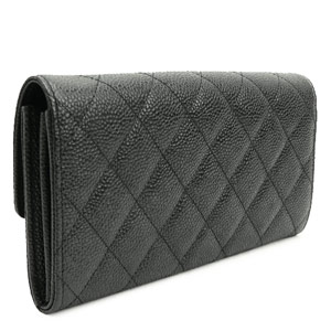 シャネル財布 CHANEL 二つ折りフラップ キャビアスキン/CAVIAR キルティング マトラッセ レザー ブラック×ボルドー A50096 Y01864 C3906