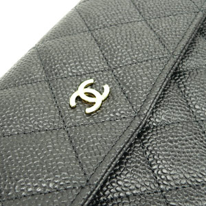 シャネル財布 CHANEL  二つ折りフラップ キャビアスキン/CAVIAR キルティング マトラッセ レザー ブラック×ボルドー A50096 Y01864 C3906