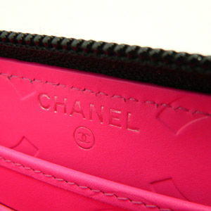 CHANELシャネル 財布 ラウンドファスナー カンボンライン レザー ココマーク キルティング ブラック×ピンク A50078 Y03880 C2054/BKBKPK