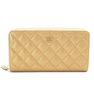 シャネル CHANEL 財布 ラウンドファスナー ココマーク キルティング マトラッセ レザー ゴールド A50097 Y25199 0A591