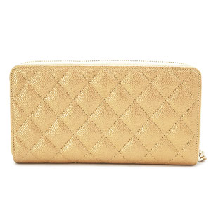 シャネル CHANEL 財布 ラウンドファスナー ココマーク キルティング マトラッセ レザー ゴールド A50097 Y25199 0A591