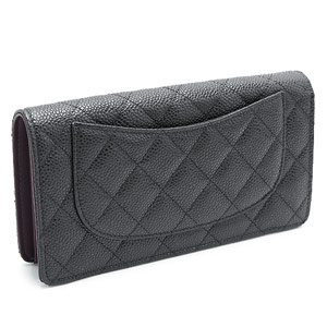 シャネル財布CHANEL 二つ折り ココマーク キルティング キャビアスキン ブラック×ボルドー/SV A31509 CAVIAR BLACK