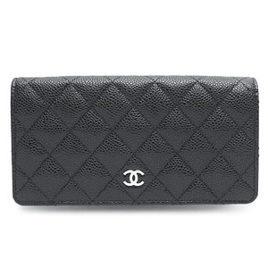 シャネル財布CHANEL 二つ折り ココマーク キルティング キャビアスキン ブラック×ボルドー/SV A31509 CAVIAR BLACK