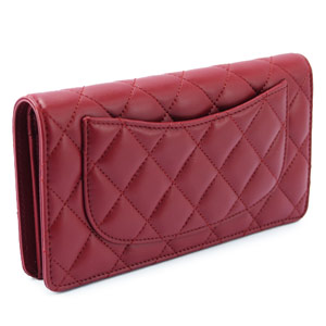 シャネル 長財布 CHANEL 二つ折り ココマーク キルティング マトラッセ ラムスキン ルージュ A31509 Y01480 81665