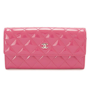 シャネル CHANEL 財布 二つ折りフラップ マトラッセ/キルティング パテントレザー ピンク×SV A50096 Y06830 0A419