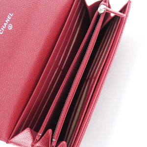 シャネル財布CHANEL 二つ折りフラップ キャビアスキン キルティング マトラッセ レザー レッド/SV A50096 Y25027 RD