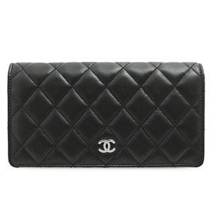 シャネルCHANEL 長財布 二つ折り ココマーク キルティング マトラッセ ボルドー ラムスキン ブラック×ボルドー/SV A31509 Y01480