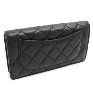 シャネルCHANEL 長財布 二つ折り ココマーク キルティング マトラッセ ボルドー ラムスキン ブラック×ボルドー/SV A31509 Y01480
