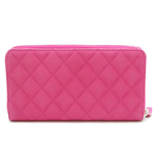 シャネル財布CHANEL ラウンドファスナ マトラッセ/キルティング キャビア レザー フューシャ A50097 MAT.CAVIAR