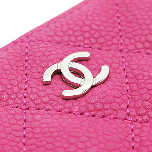 シャネル財布CHANEL ラウンドファスナ マトラッセ/キルティング キャビア レザー フューシャ A50097 MAT.CAVIAR