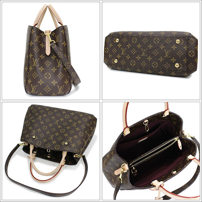 ルイヴィトン バッグ LOUIS VUITTON LV 2Wayハンドバッグ トートバッグ 「モンテーニュMM」 モノグラム×ヌメ革 M41056