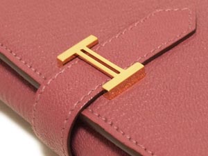 エルメス三つ折り ベアン/ボワドローズ×ゴールド金具 he-ac-1465