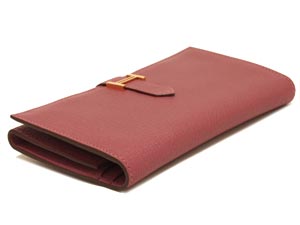 エルメス三つ折り ベアン/ボワドローズ×ゴールド金具 he-ac-1465