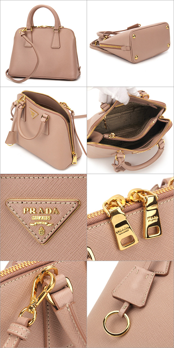 プラダ ハンドバッグ PRADA BL0838 バッグ サフィアーノ ラックス SAFFIANO LUX 2WAY レディース CAMMEO(カメオ) ピンクベージュ ダブルファスナー ショルダーストラップ付