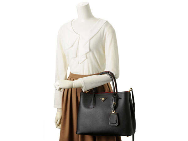 プラダ トートバッグ BN2775-2A4A-F0002 DOUBLE BAG ダブルバッグ SAFFIANO CUIR 2WAY ショルダーバッグ ブラック