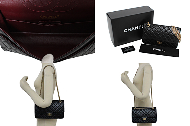 CHANEL 黒色　ヴィンテージカーフ　Wチェーン　Wフラップ　ダブルチェーン　ダブルフラップ　斜め掛け CH45231