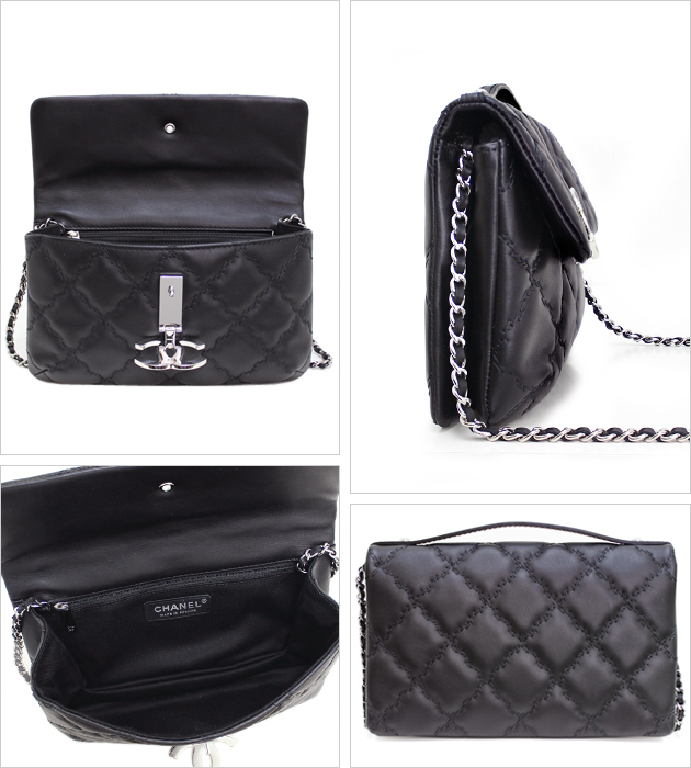 シャネル バッグ CHANEL チェーンバッグ ハンドル付き 2013年新作 ニューハンプトンズ A66128 ブラック チェーンショルダーバッグ