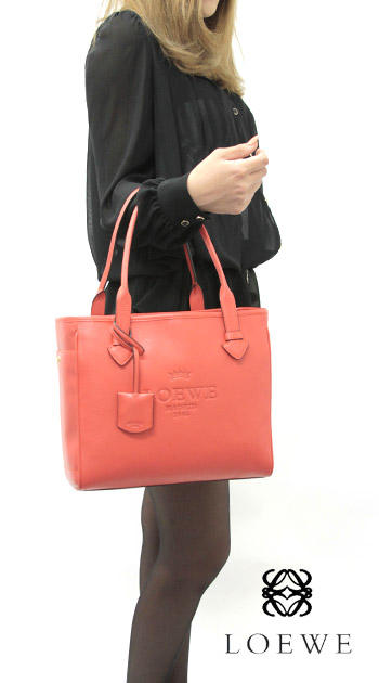 ロエベ LOEWE ヘリテージ トートバッグ コーラルレッド【CORAL】&ゴールド 377.79.751.7130