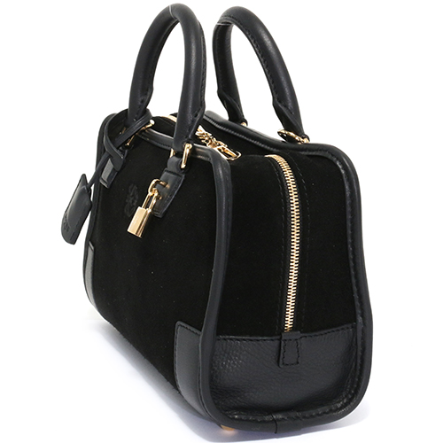 ロエベ LOEWE アマソナ 【AMAZONA】 23 スエード&カーフレザー ハンドバッグ ショルダー付き ブラック 35261 H71 1100