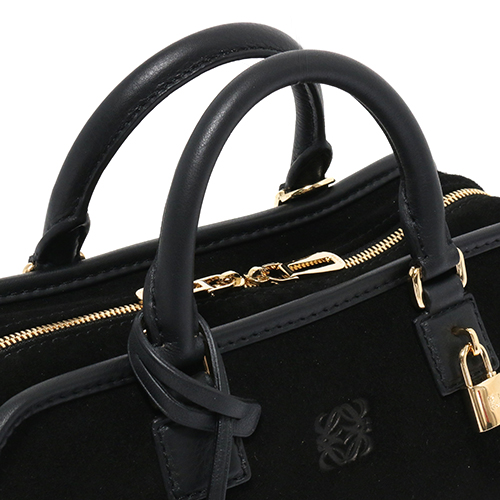 ロエベ LOEWE アマソナ 【AMAZONA】 23 スエード&カーフレザー ハンドバッグ ショルダー付き ブラック 35261 H71 1100
