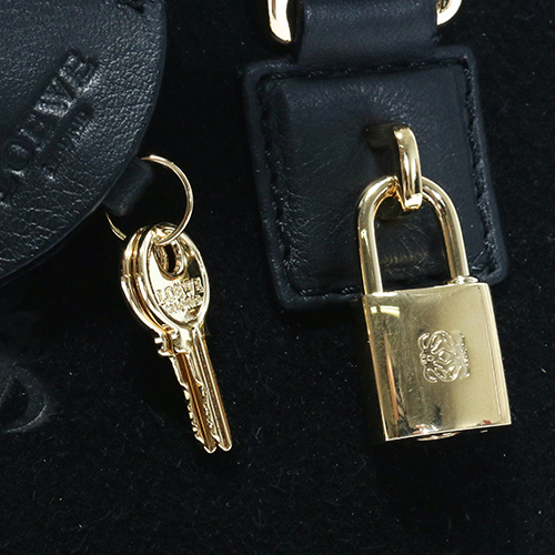 ロエベ LOEWE アマソナ 【AMAZONA】 23 スエード&カーフレザー ハンドバッグ ショルダー付き ブラック 35261 H71 1100