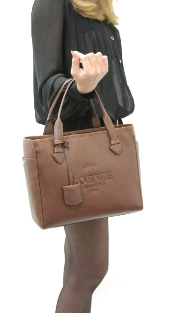 ロエベ LOEWE ヘリテージ トートバッグ ブラウン【TAN】&シルバー 377.79.751.2530
