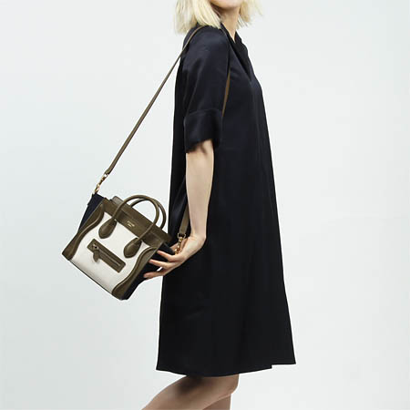 セリーヌハンドバッグ(2WAY仕様)/LUGGAGE/ラゲージ ナノショッパー LEATHER /Cream 16824-3tsb-01cr
