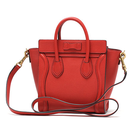 セリーヌハンドバッグ(2WAY仕様)/LUGGAGE ラゲージ ナノショッパー /Coquelicot レッド系16824 3dru 25co レディース