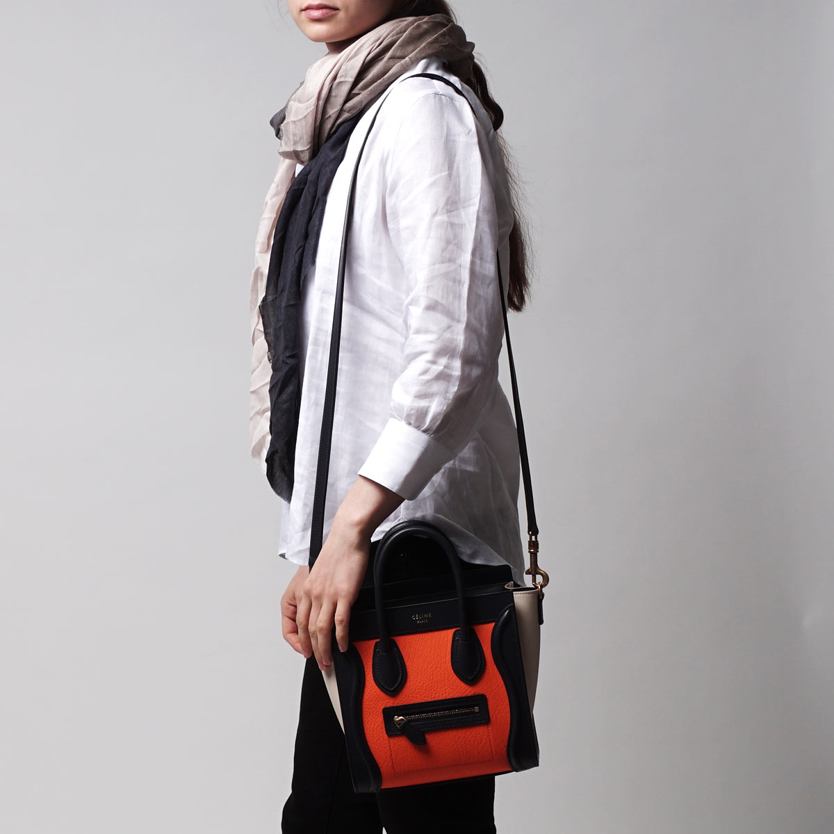 セリーヌハンドバッグ(2WAY仕様)/LUGGAGE/ラゲージ ナノショッパー LEATHER /Bright Orange マルチカラー系</span></strong>16824 3xsa 20bq レディース