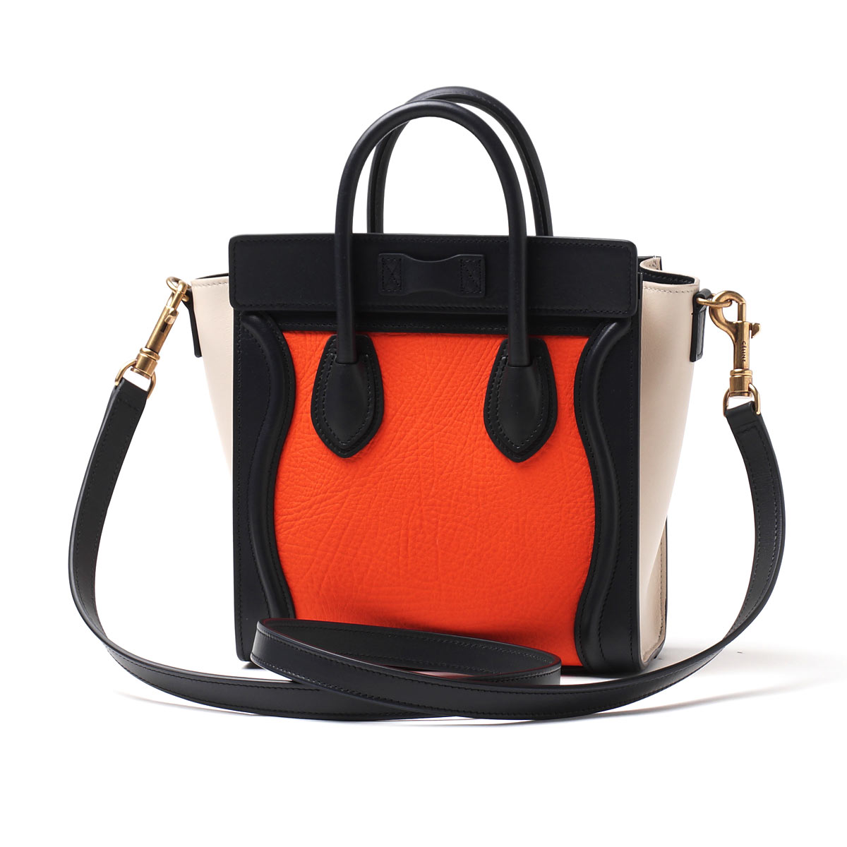 セリーヌハンドバッグ(2WAY仕様)/LUGGAGE/ラゲージ ナノショッパー LEATHER /Bright Orange マルチカラー系</span></strong>16824 3xsa 20bq レディース