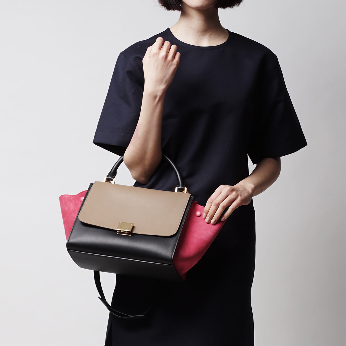 セリーヌ ハンドバッグ(2WAY仕様)/Small Trapeze/トラペーズ LEATHER /Pink マルチカラー系17468 3xde 24pi レディース
