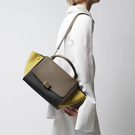 セリーヌ ハンドバッグ(2WAY仕様)/Small Trapeze/トラペーズ LEATHER /KHAKI グリーン系17468 3pta 15ka レディース