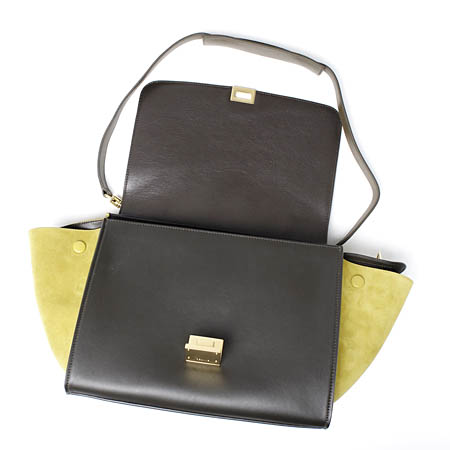 セリーヌ ハンドバッグ(2WAY仕様)/Small Trapeze/トラペーズ LEATHER /KHAKI グリーン系17468 3pta 15ka レディース