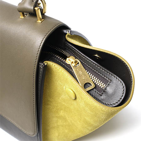 セリーヌ ハンドバッグ(2WAY仕様)/Small Trapeze/トラペーズ LEATHER /KHAKI グリーン系17468 3pta 15ka レディース