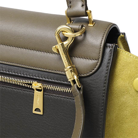セリーヌ ハンドバッグ(2WAY仕様)/Small Trapeze/トラペーズ LEATHER /KHAKI グリーン系17468 3pta 15ka レディース