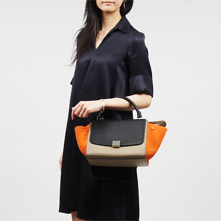 セリーヌ/CELINE/ ハンドバッグ(2WAY仕様)/Small Trapeze/トラペーズ LEATHER /Bright Orange17468 3utm 20bq レディース