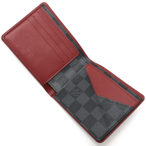 ルイヴィトン LOUIS VUITTON 二つ折財布【札入れ】 ダミエ グラフィット ポルトフォイユ・ミュルティプル グレー&ボルドー N63260 メンズ