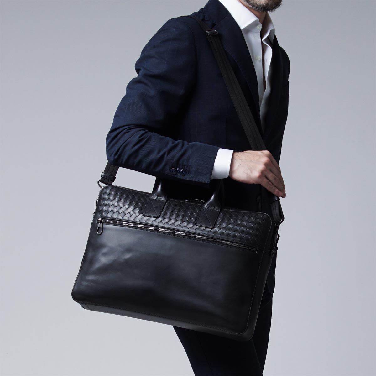 ボッテガヴェネタ/BOTTEGA VENETA ブリーフケース(2WAY仕様) MATT CALF NERO ブラック系 405557 vm404 1000 メンズ