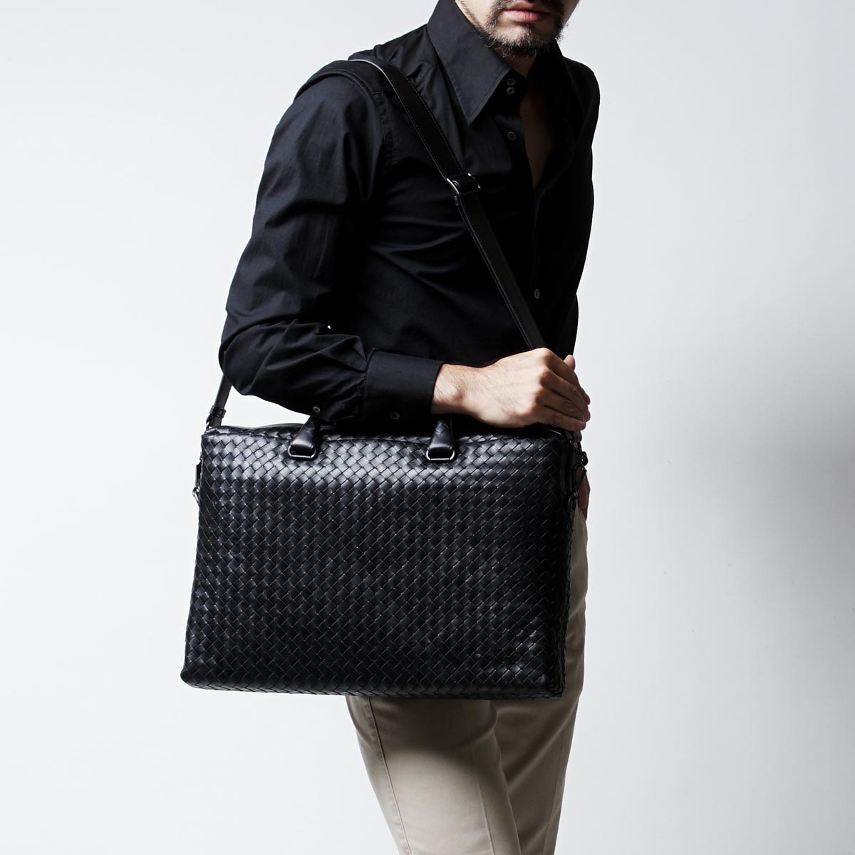 ボッテガヴェネタ/BOTTEGA VENETA/ ブリーフケース(2WAY仕様)/LIGHT CALF /ネロ ブラック系354386 vq131 1000 メンズ