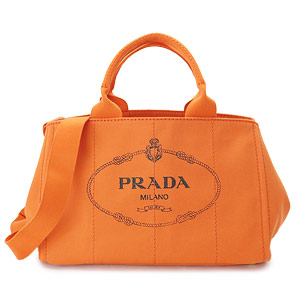 プラダ トートバッグ PRADA ハンドバッグ カナパ キャンバス ロゴ パパヤオレンジ BN1877 CANAPA PAPAYA