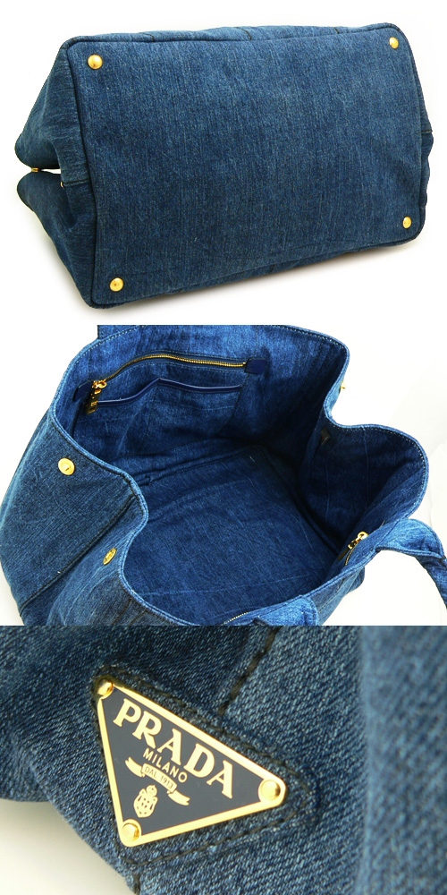 プラダ トートバッグ PRADA バッグ メンズ/カナパ CANAPA コットンデニム ロゴプリント デニム B1872B DENIM AVIO