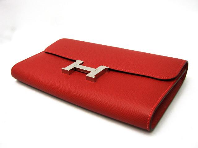 エルメスHERMES コンスタンスロング 長財布 ヴァーミリオン(シルバー金具) ヴォーエプソンhe-ct-1014