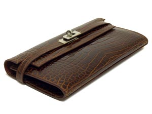 エルメス ケリーウォレット ロング .クロコダイル/エヴェンヌ×シルバー金具 he-ac-1439