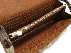 エルメス ケリーウォレット ロング .クロコダイル/エヴェンヌ×シルバー金具 he-ac-1439