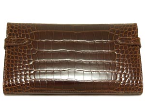 エルメス ケリーウォレット ロング .クロコダイル/エヴェンヌ×シルバー金具 he-ac-1439