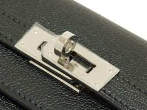 エルメス ケリーウォレット ロング/黒×シルバー金具 he-ac-1358